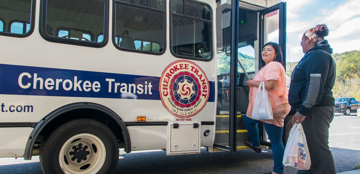 boarding at a transit bus stop